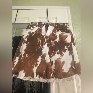 L&B Brown and White Pencil Skirt
